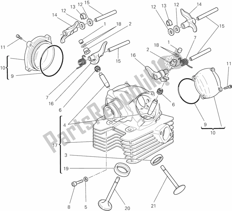 All parts for the Vertical Cylinder Head of the Ducati Monster 795 EU Thailand 2014